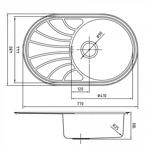 Кухонная мойка IDDIS 770*480, Suno S (SUN77SDi77)
