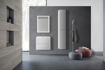 Тумба с раковиной Vincea Mia 600 подвесная, 2 выкатных ящика soft close, G.White, VMC-2MC600GW+VBS-13960