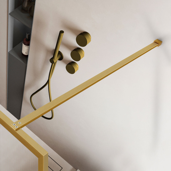 Душевая перегородка Vincea Walk-In VSW-1HP100FLBG, 1000*2000, браш. золото, стекло рифленое