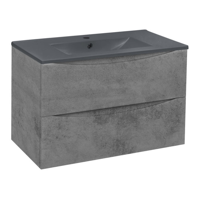 Тумба с раковиной Vincea Mia 800 подвесная, 2 выкатных ящика soft close, Beton, VMC-2MC800BT+VBS-13980