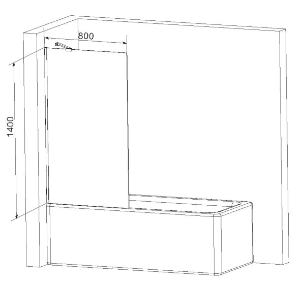 Душевая шторка на ванну AM.PM Gem, W90BS-080-140CT