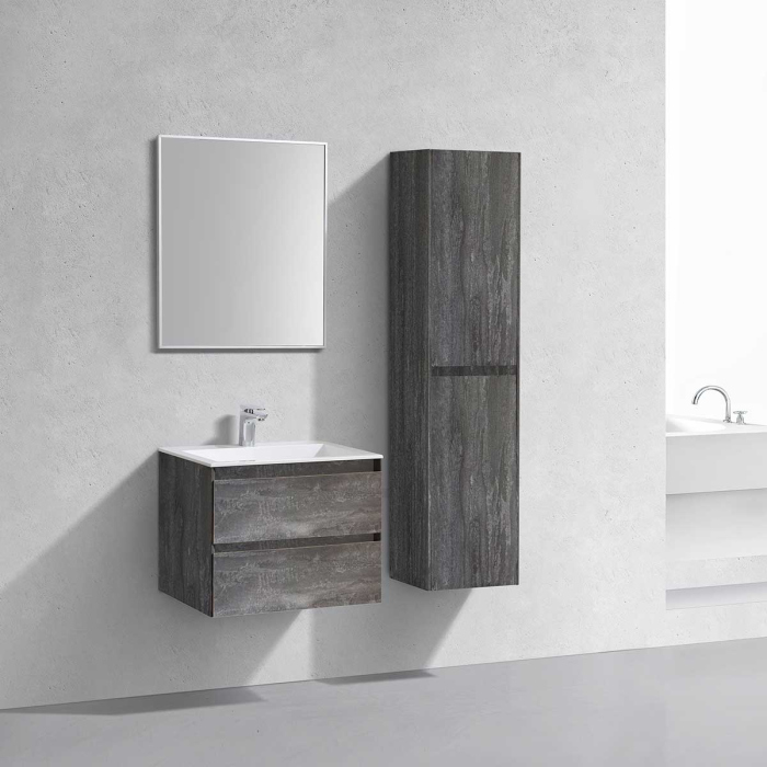 Тумба с раковиной Vincea Luka 600 подвесная, 2 выкатных ящика soft-close, G.Stone, VMC-2L600GS+VCB-13600W