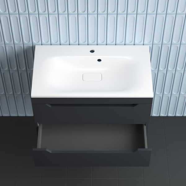 Тумба без раковины подвесная "Остин" 80 2 ящ графит эмаль PLUS, ЛС-00002404