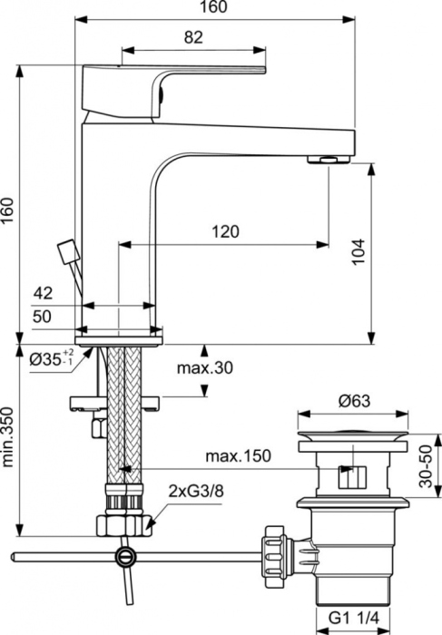 Смеситель Ideal Standard Esla BC224AA для раковины