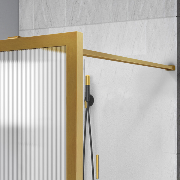 Душевая перегородка Vincea Walk-In VSW-1HP800FLBG, 800*2000, брашированное золото, стекло рифленое