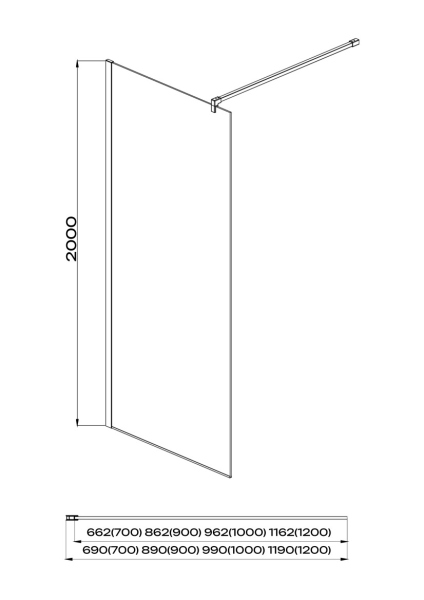 AQ WIW 07020CH Душевая перегородка Aquatek Walk in 700x2000 профиль хром, стекло прозрачное