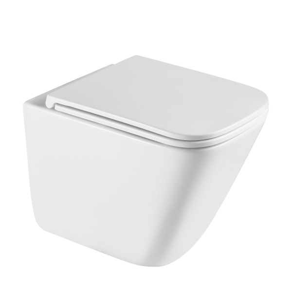 Комплект подвесной унитаз ABBER Rechteck белый, с закрытым дном, инсталляцией, кнопкой белая мат