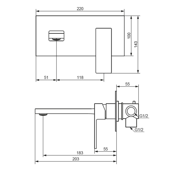 Смеситель для раковины монтируемый в стену Damixa Gala, 530260300