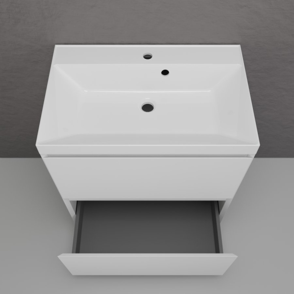 Тумба без раковины напольная "Манхэттен 70" ЭМАЛЬ 70 2 ящика PLUS белый матовый, ЛС-00002374