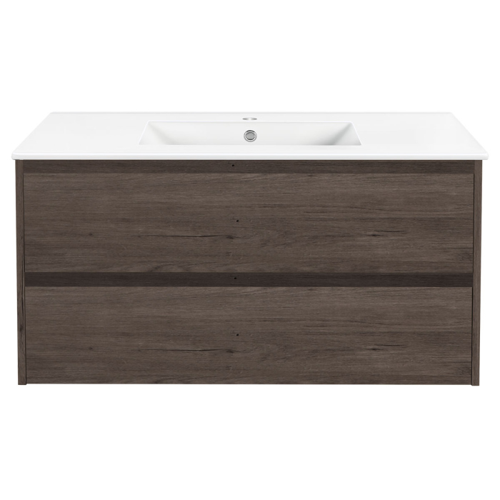 Тумба с раковиной Vincea Gio 100 подвесная, 2 выкатных ящика soft-close, R.Oak, VMC-2G100RO+VBS-13100MA